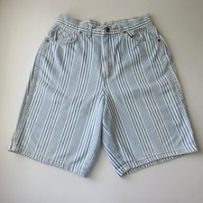 Vintage 90s Chic Blue Stripe Mom Shorts Women's Size 29x9.5