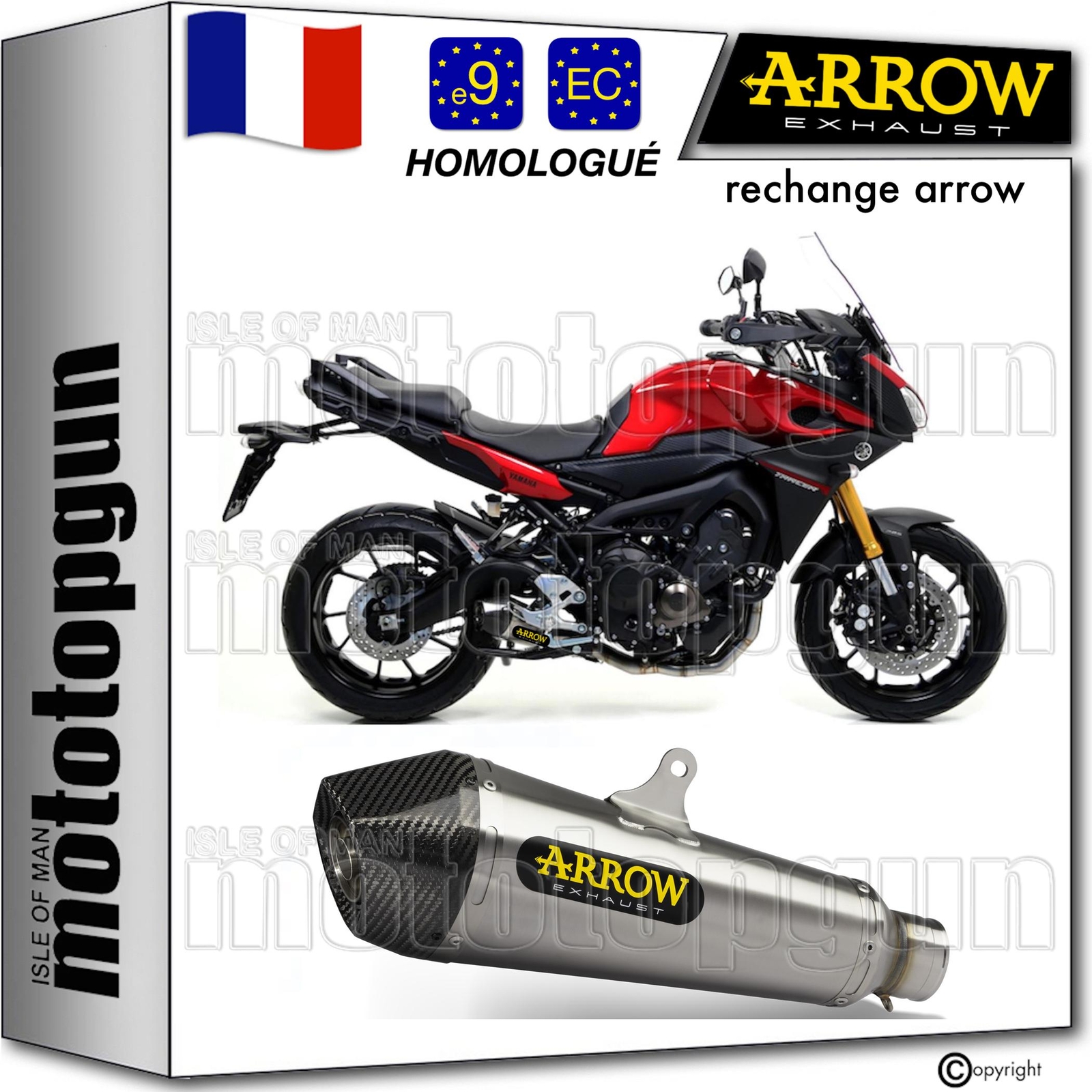 Échappement Arrow X-Kone pour Yamaha MT09 Tracer 2018 améliorant le couple moteur