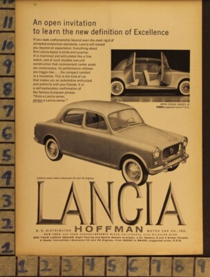 1959 LANCIA APPIA HOFFMAN CAR AUTO MOTOR VINTAGE AD ZB75