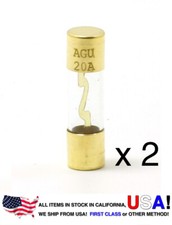 2 x 20A AMP AGU GOLD PLATED Fuse Inline High Quality Glass Car Audio NEW AGU20