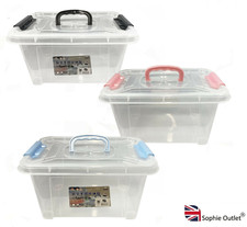5L Medium Storage Boxes Reusable Lid Handles Home Office Clear Containers UK