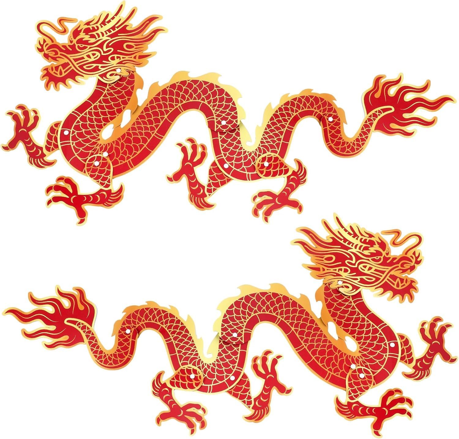 2 Pcs Chinese Dragon Decorations 3 Ft Red Gold Chinese New Year Jointed Dragon C