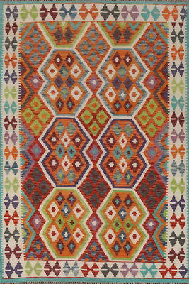 Flatweave Reversible Tribal Kilim Kelim Rugs Handwoven Wool Carpets 4x6 ft