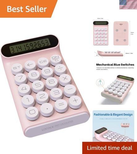 Ergonomic Handheld Calculator with Pink Design - 10-Digit LCD & Blue Switches