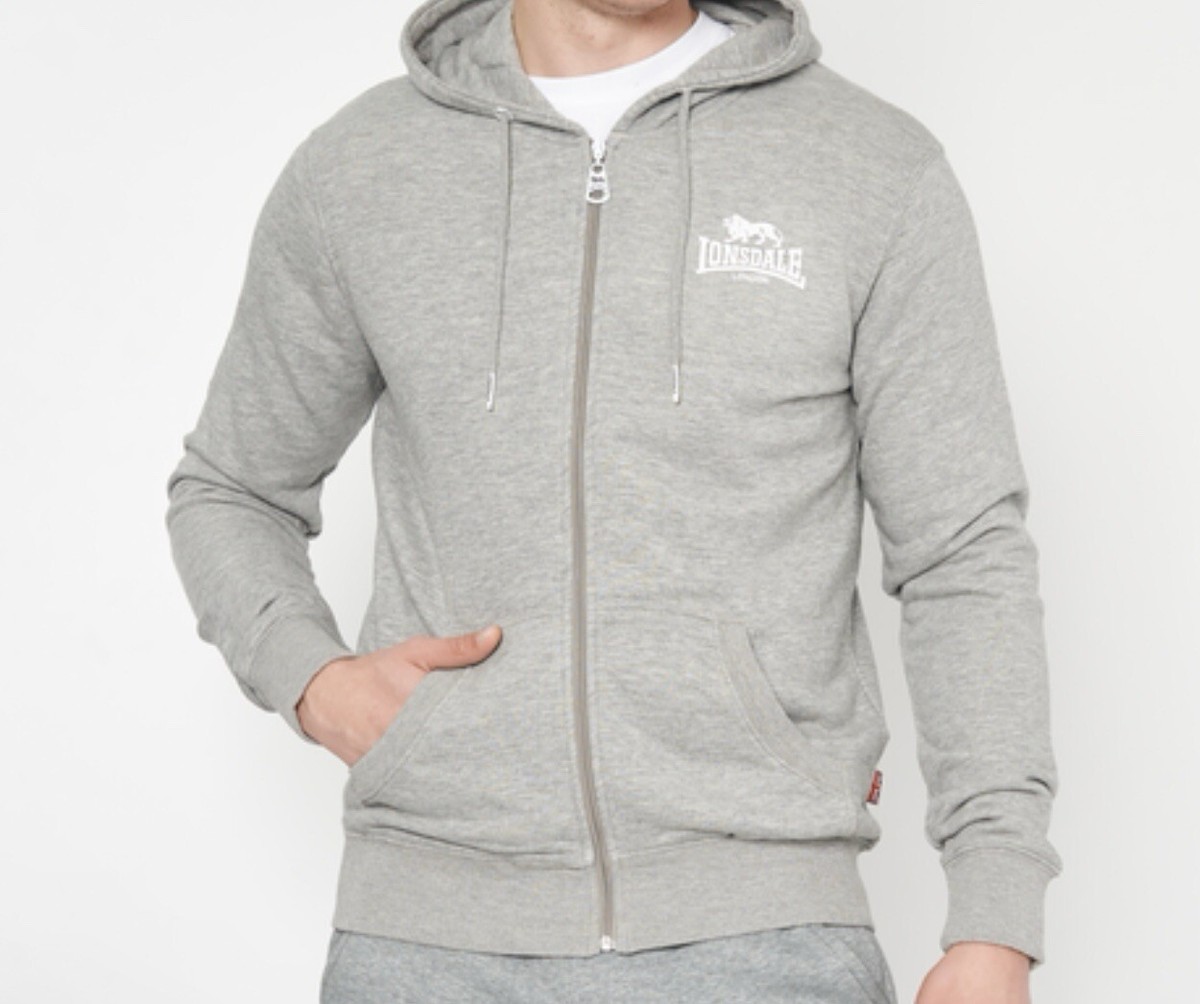 Lonsdale London Full Zip Hoodie Sweatshirt Men's Grey Size M | eBay