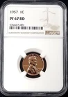1957 Proof Lincoln Cent certified PF 67 RD by NGC!