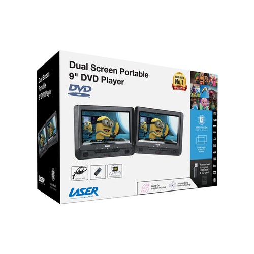 Laser 9 inch Portable DVD Player Dual Screen with USB SD 12v 240v Region Free SD - 第 11/12 張圖片