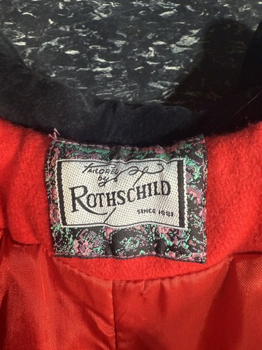 Rothschild Girls Wool Dress Coat Red Black American Girl Samantha Velvet Bow 7 - Picture 3 of 10