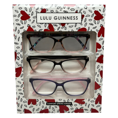 Lulu Guinness PACK Gift Womens Reading Glasses Black,Purple Pink