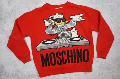 H&M Moschino Disney Red Donald Duck DJ Sweatshirt Limited Edition