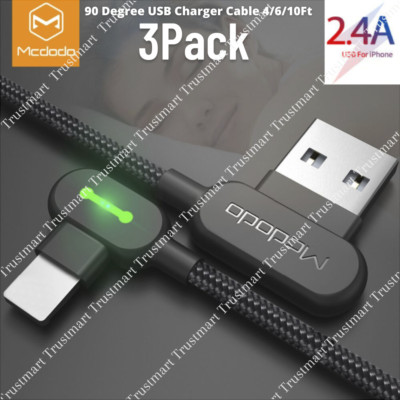 Mcdodo 3Pack 90 Degree USB Fast Charger Cable Cord For iPhone 14 13 12 11 8 6 XR