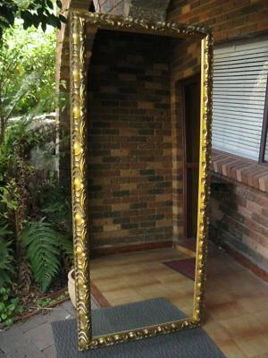 Contemporary Full Length Wall Mirror Ornate Gold Frame 206x77cm Wall Mirror Ornate Gold Frame 206x77cm