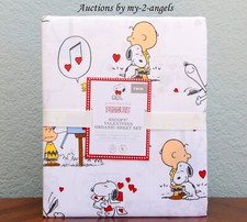 NEW Pottery Barn Kids PEANUTS VALENTINE'S Organic Cotton Twin Sheet Set snoopy