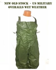 VINTAGE VIETNAM ERA US MILITARY RAIN WET WEATHER FIELD PANTS OVERALLS BIBS M NOS
