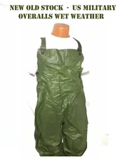 VINTAGE VIETNAM ERA US MILITARY RAIN WET WEATHER FIELD PANTS OVERALLS BIBS M NOS
