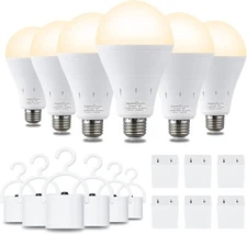 6 Pack Rechargeable Emergency Light Bulbs, Battery Powered LED Light Bulb 3000K