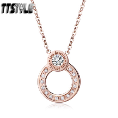 TTstyle Rose Gold 316L S.Steel Love Devotion Pendant Necklace NEW