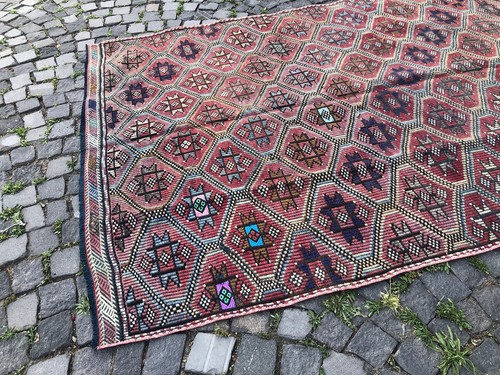 Turkish Rug, Vintage Rug, Large Kilim,Wool Rug, Handwoven Rug 5,8 x 9,4 ft - Picture 7 of 12