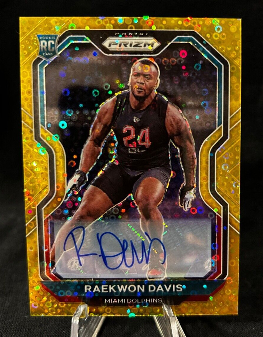 2020 Panini Prizm Football No Huddle Raekwon Davis #341 Gold Rookie Auto 8/10