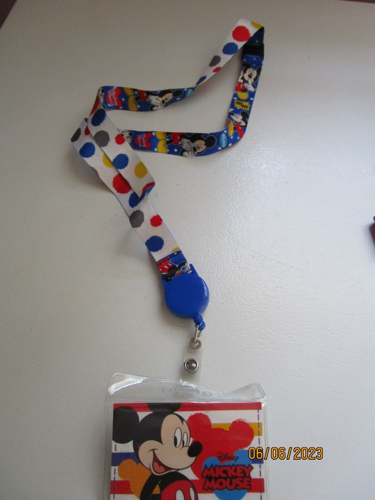 Disney Mickey Lanyard w Pouch Polka Dot Design 21 in Long