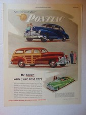 1947 Pontiac 3 Models Be Happy With Your Next Car Vintage Art Print Ad