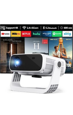 Smart Projektor integrierte Apps, Full HD 1080P, Auto Keystone 4K, 680 ANSI WiFi 6 