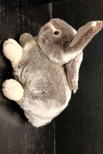 Realistischer lebensgroßer grau & cremefarbener Plüschhase Kaninchen Cottontail 10 Zoll - Bild 3 von 9