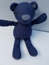 OSH KOSH TEDDY BEAR HICKORY Plush Stuffed Animal 10.5 in Denim Baby Blue Boy