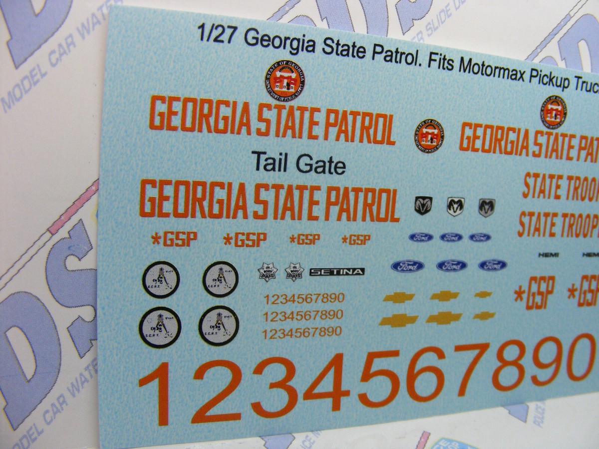 Decalcomanie Ad Acqua 1/64 Georgia State Patrol | Arancione | Per Pressofusi