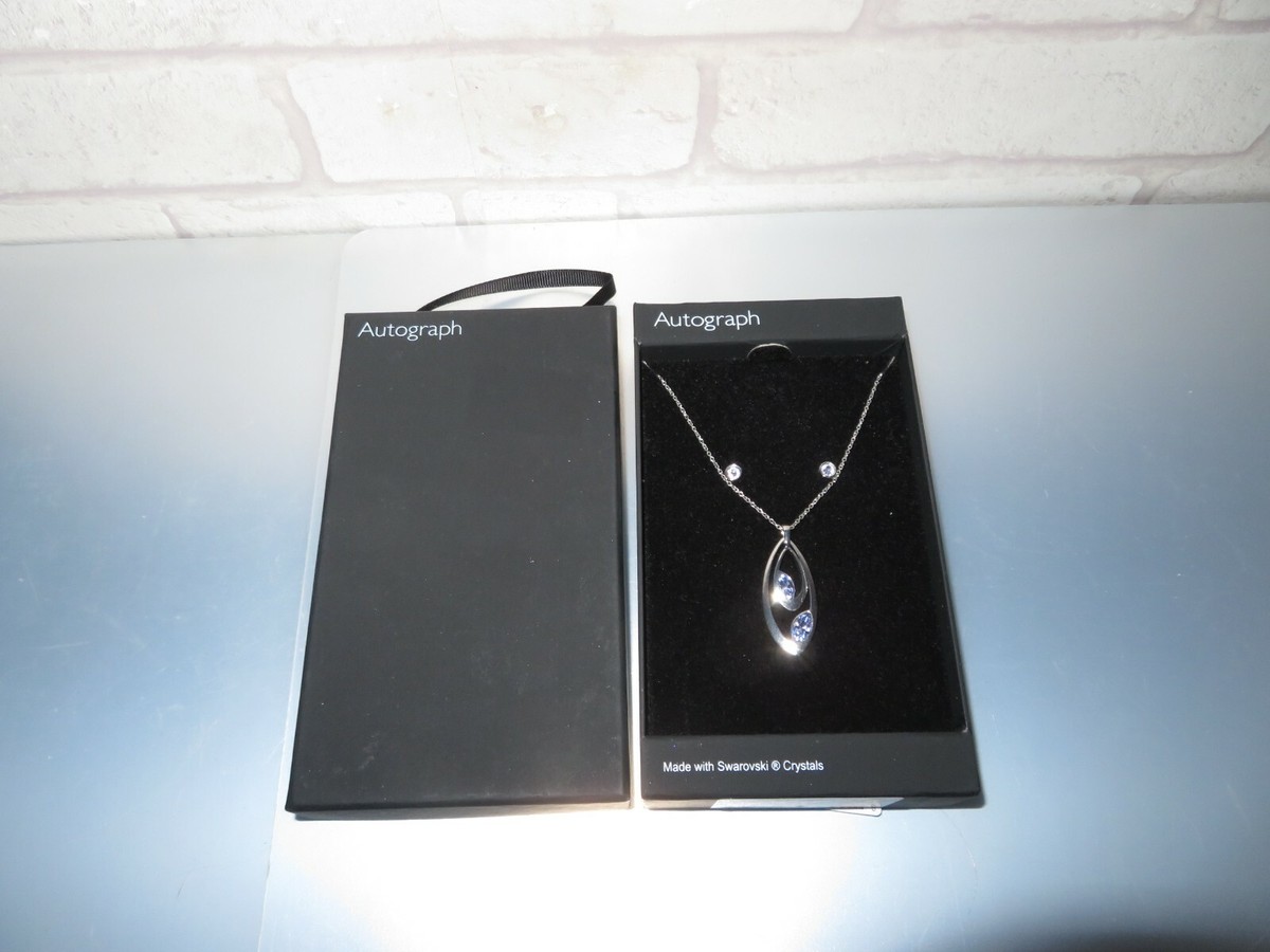 M&S Autograph Swarovski Elements Necklace Earrings Gift Set L@@K