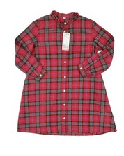 Uniqlo Kids Size 12 Pinkish Red Button Front Plaid Flannel Dress