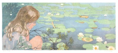 Lake Lilies Colored Woodcut Walter J. Phillips 1921   Fine Art Print to Frame