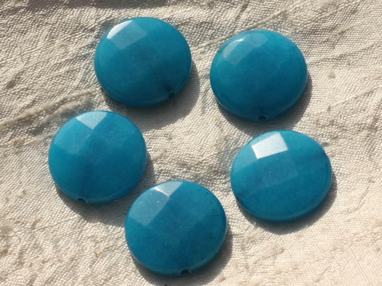 Perles de Pierre Jade bleu turquoise 25mm, fil de 39cm pour collier et bracelet en minéraux