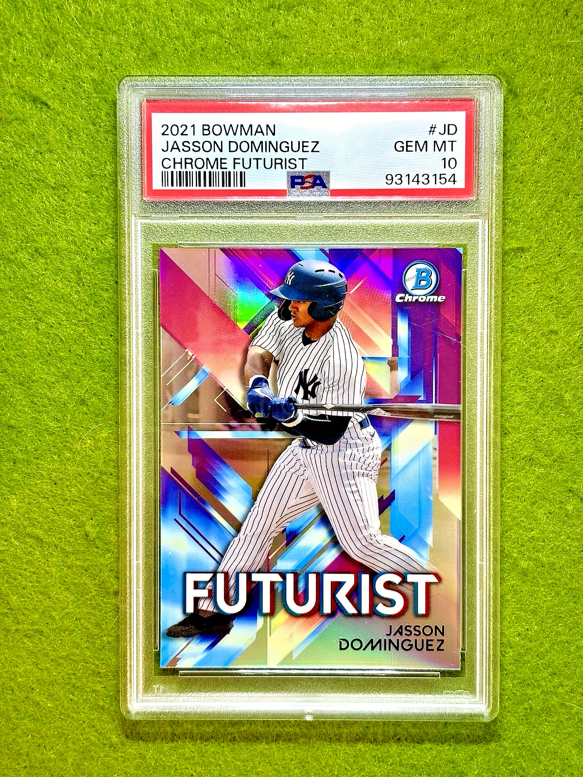 Jasson Dominguez PSA 10 SILVER REFRACTOR ROOKIE CARD 2021 Bowman Chrome FUTURIST