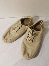 Girls Youth Toms Flat Shoe Sneaker Lace Up Beige Size Y5
