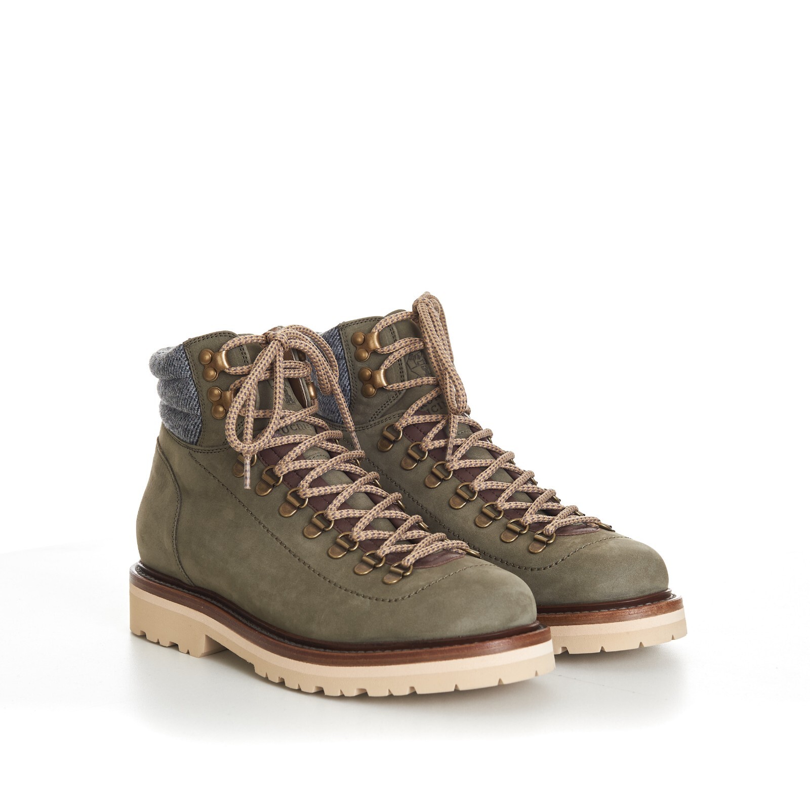 BRUNELLO CUCINELLI 1495 Nubuck Mountain-Style Boots With Wool Diagonal Insert 198090₽