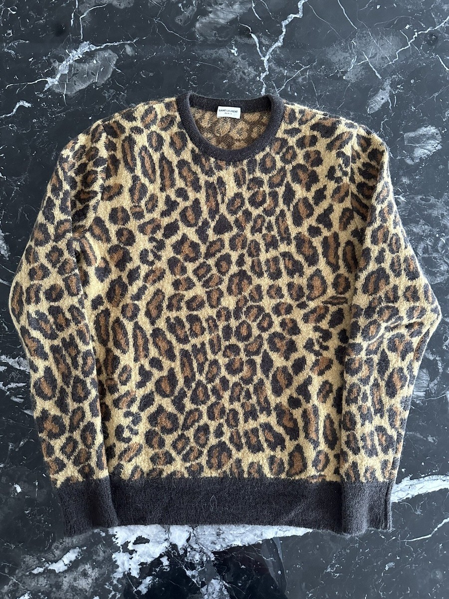 Saint Laurent Hedi Slimane FW15 Leopard Babycat Wool Sweater Knit