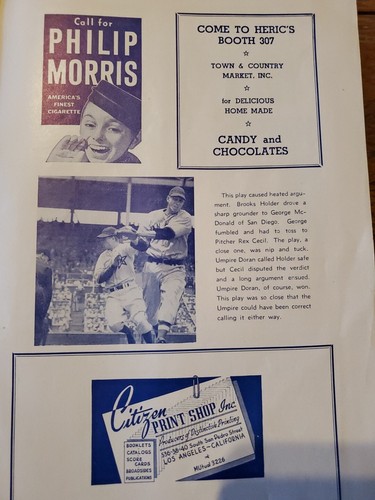 1944 HOLLYWOOD STARS OFFICIAL BASEBALL PROGRAM GILMORE FIELD - Picture 8 of 11
