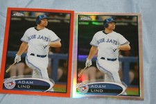 ADAM LIND LOT OF 2 2010 TOPPS CHROME ORANGE & BASE REFRACTOR #105 TORONTO BLUE J