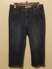 Women's Chico's Size 0.5 6/8 Blue Denim Capri Crop Stretch Jeans 30x20