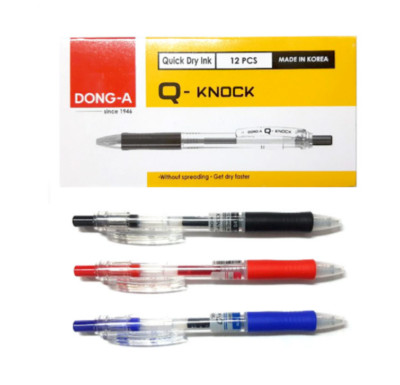 12pcs Dong-A Q-Knock Ballpoint Pen 0.4 / 0.5mm - Choose Type -