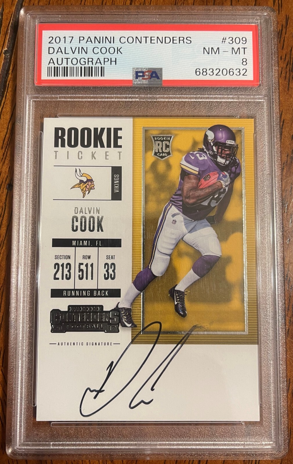 2017 Contenders Football Rookie Ticket Dalvin Cook RC Auto PSA 8
