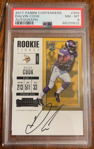 2017 Contenders Football Rookie Ticket Dalvin Cook RC Auto PSA 8
