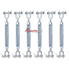 6 Pack Turnbuckles 1/2 Inch x 6 Inches Jaw Jaw Galvanized Steel Turnbuckle