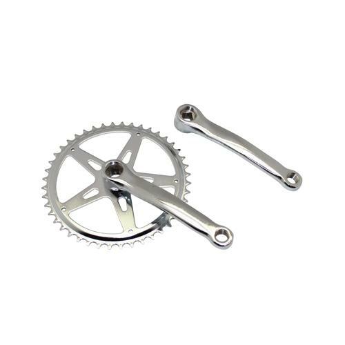 Pédalier mono-plateau 44d anti-déraillement en acier chromé robuste 152 mm