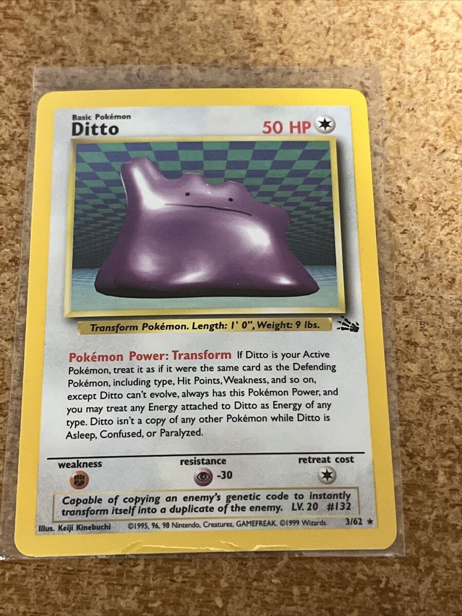 Ditto 3/62 Single - Pokemon Fossil - Holo Rare - MP 1995, 96 Ditto 3/62 Single - Pokemon Fossil - Holo Rare - MP 1995, 96