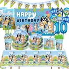 Bluey Bingo Plates Cup Banner Tablecloth Cake Topper Birthday Party Supplies