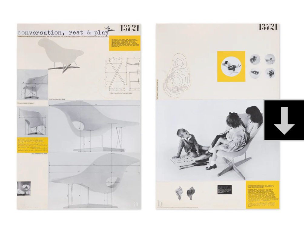 Charles and Ray Eames La Chaise Entry Panels Rolled Poster Set of