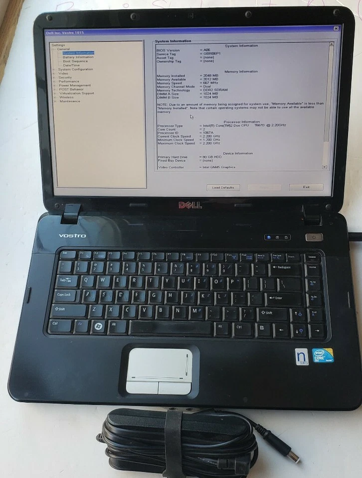 Dell Vostro 1015 Intel Core 2 Duo 2.20Ghz 2GB RAM 80GB WEBCAM WIFI WIN 7  - Image 3 of 4