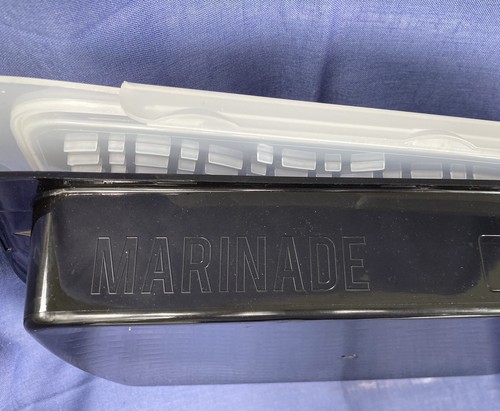 Marinade Tray w Snap Lock Lid Black Clear 14 x 10 x 2 1/4 inner Meat BBQ Veggies - Picture 7 of 7